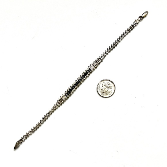 Signed, Taxco Vintage Onyx Sterling Silver Bracelet - Picture 2 of 7